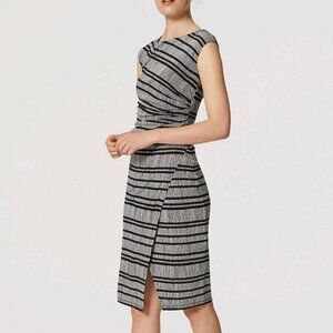 LOFT Petites Women's Black and Gray Striped Sleeveless Knit Dress P506